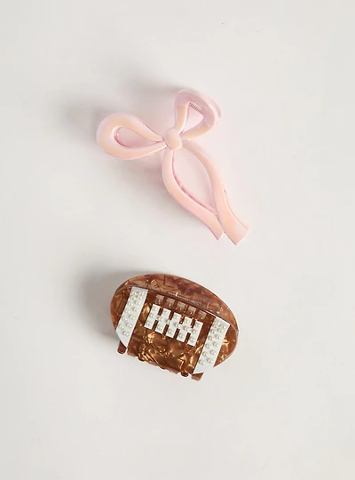 Football Bow Clip Set