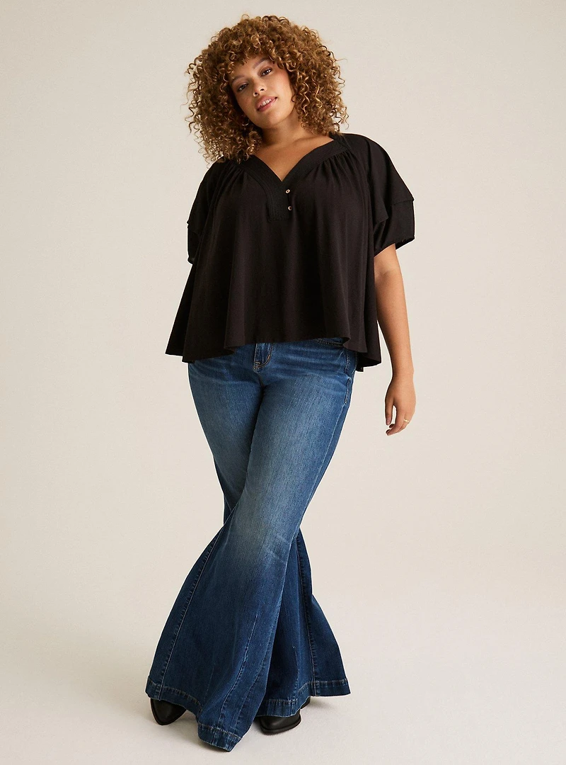 Festi Button-Front Top