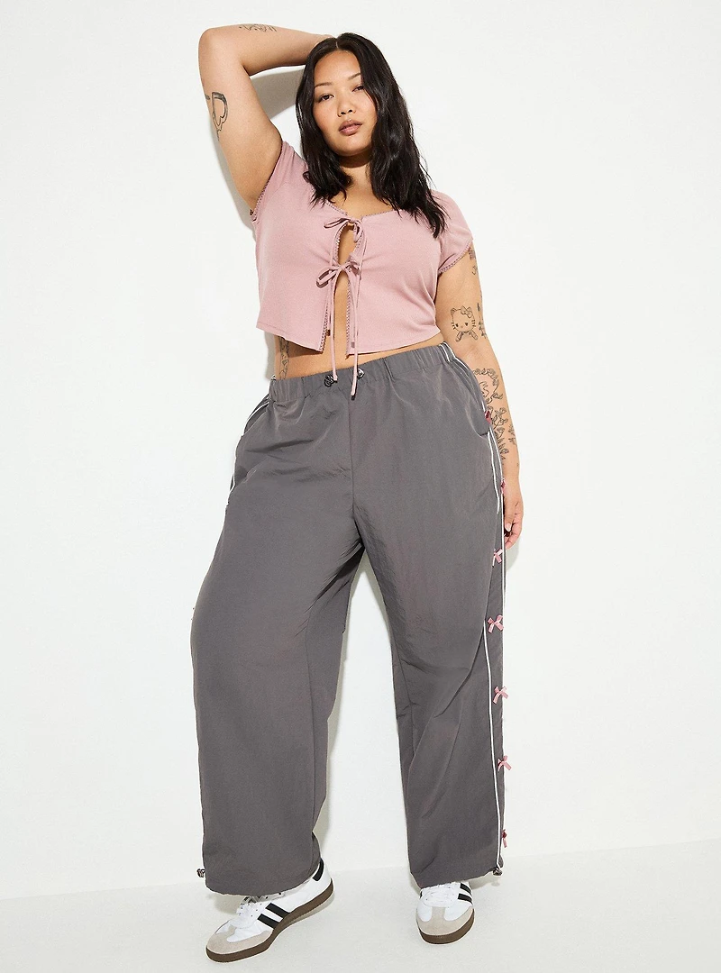 LoveSick Picot-Edge Front-Tie Top
