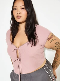 LoveSick Picot-Edge Front-Tie Top