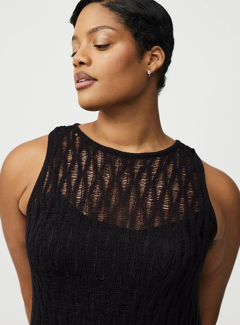 Open Knit Midi Dress