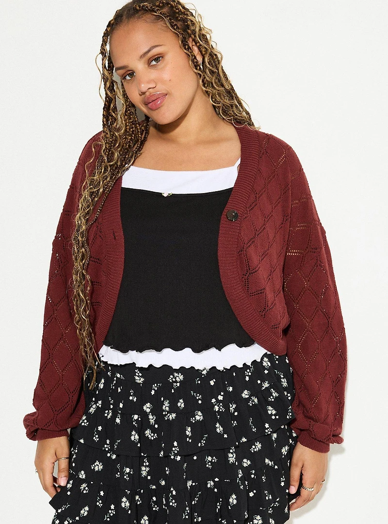 Diamond Pointelle Knit Cardigan