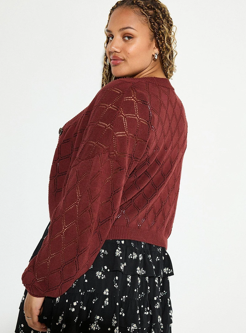 Diamond Pointelle Knit Cardigan