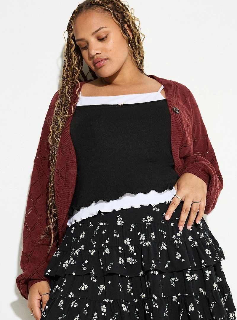 Diamond Pointelle Knit Cardigan