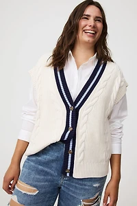 Cable Knit V-Neck Vest