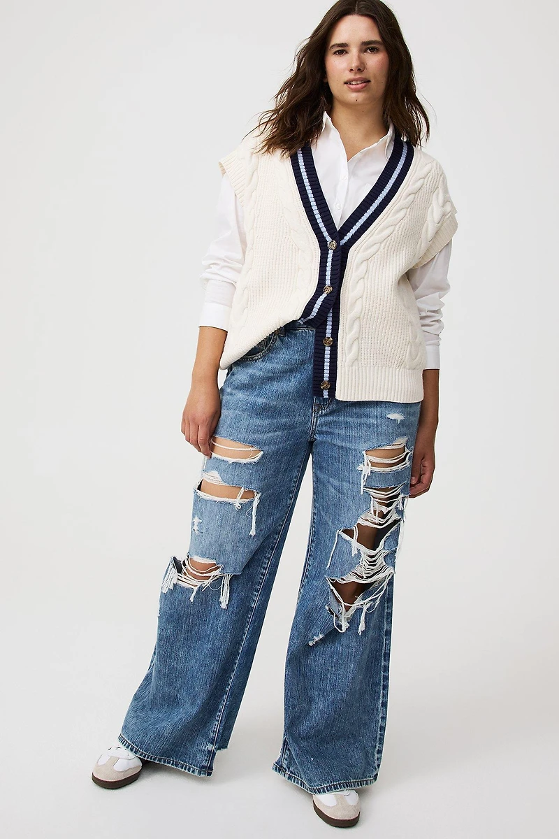 Cable Knit V-Neck Vest