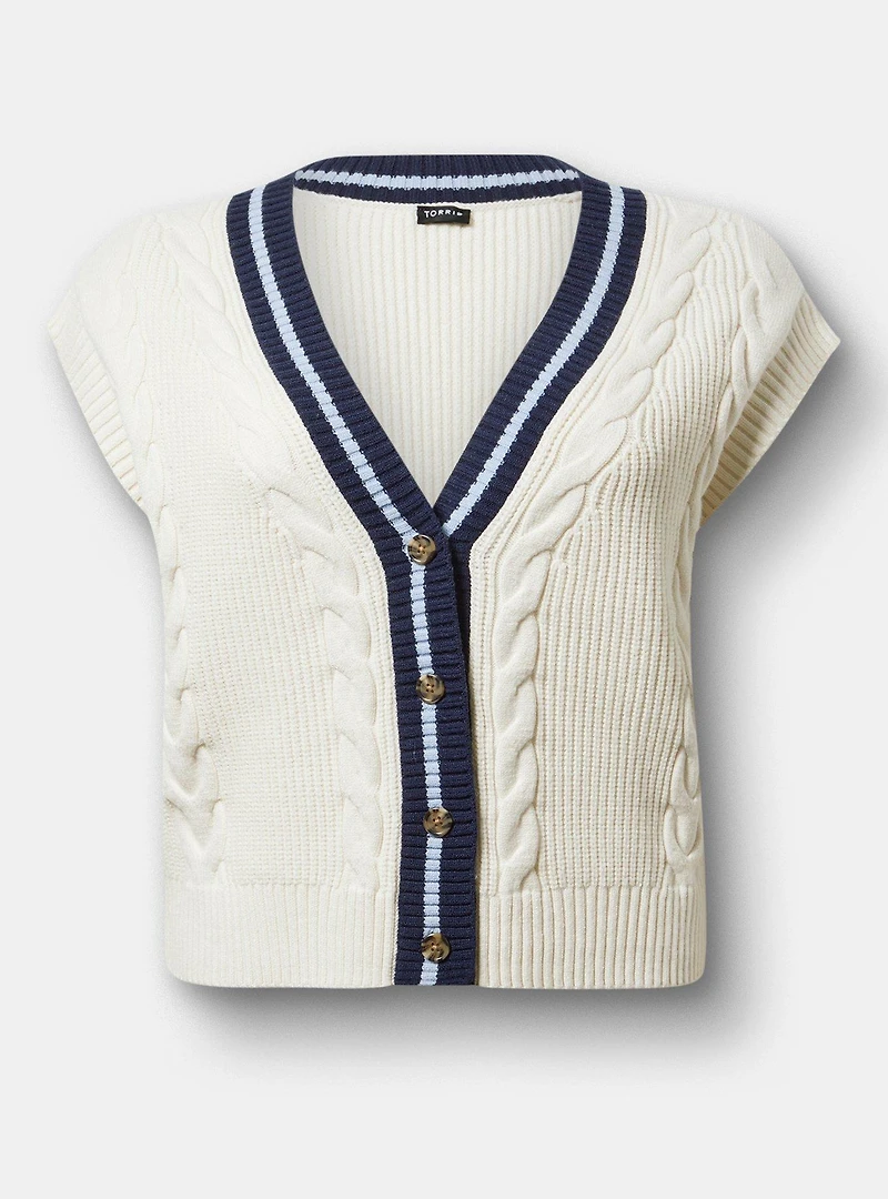 Cable Knit V-Neck Vest