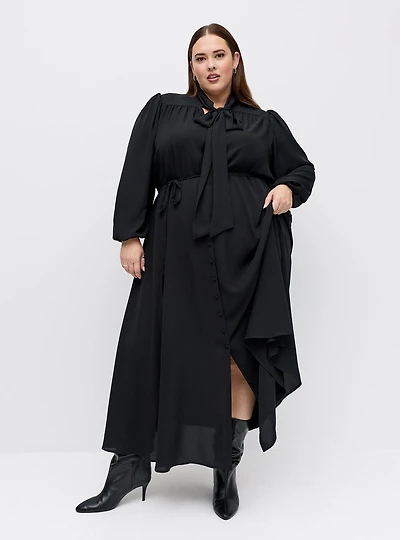 Studio Bow Button Front Dress