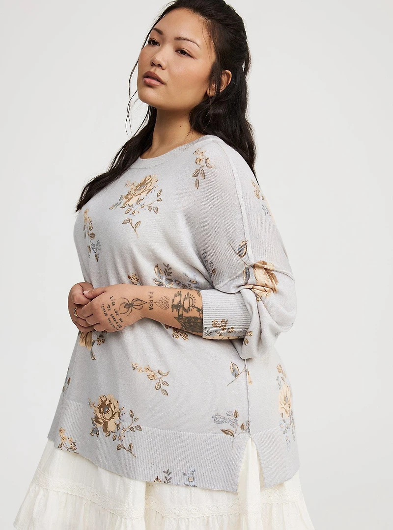 Oversized Drop Shoulder Tunic Sweater