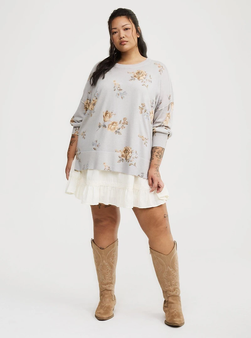 Oversized Drop Shoulder Tunic Sweater