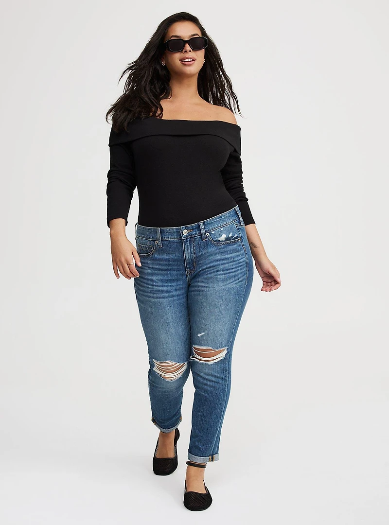Off-Shoulder Rib Top