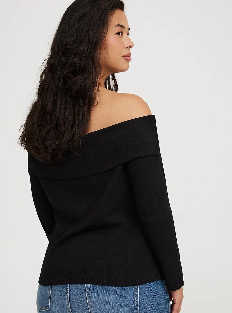 Off-Shoulder Rib Top