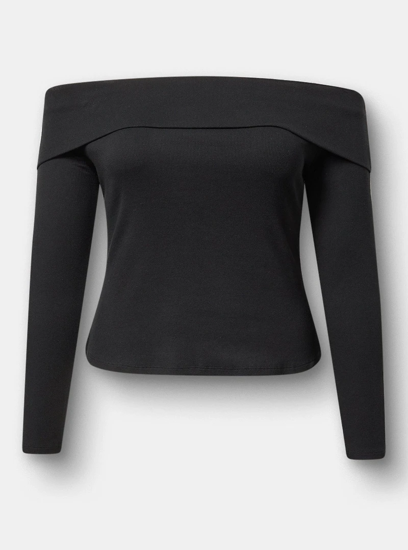 Off-Shoulder Rib Top