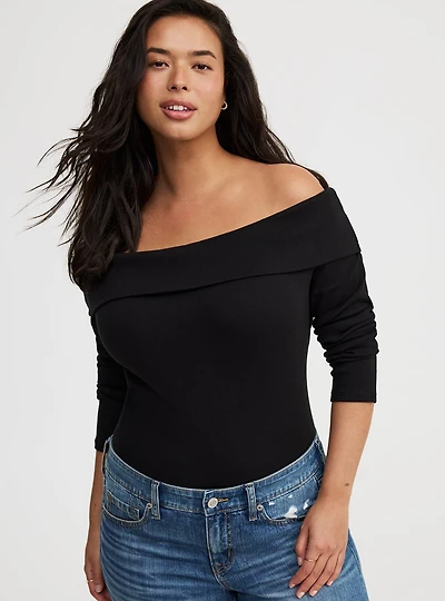 Off-Shoulder Rib Top