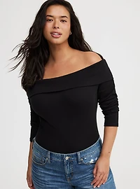 Off-Shoulder Rib Top