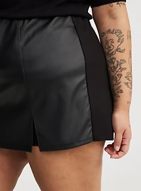 Faux Leather High-Rise Skort