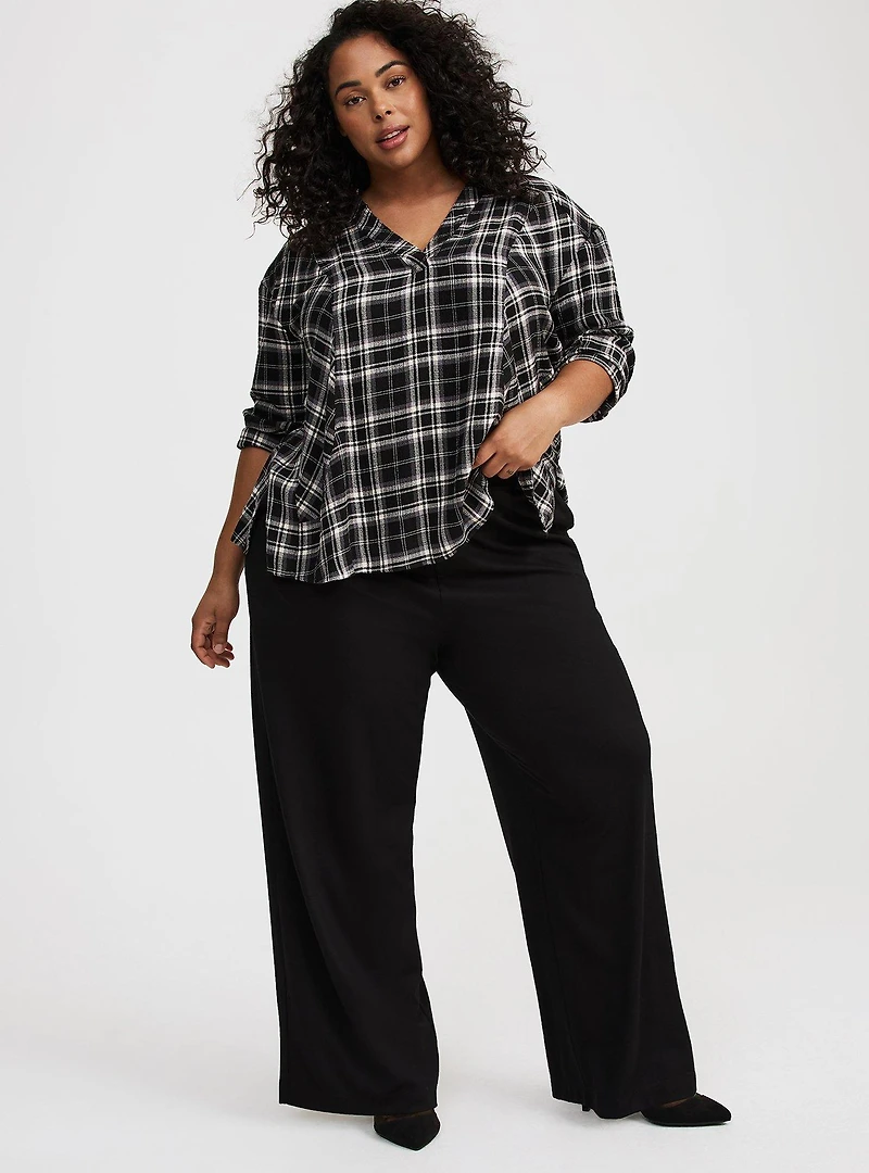 High-Rise Wide Leg Twill Pant