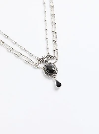 Bat Stone Layered Necklace