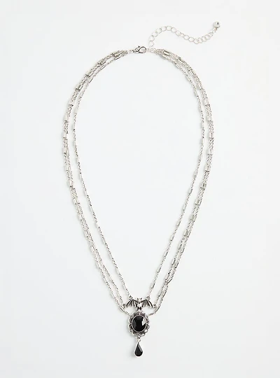 Bat Stone Layered Necklace