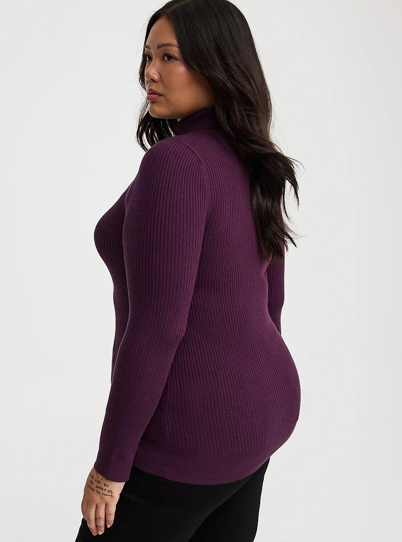 Mock Neck Ribbed Sweater