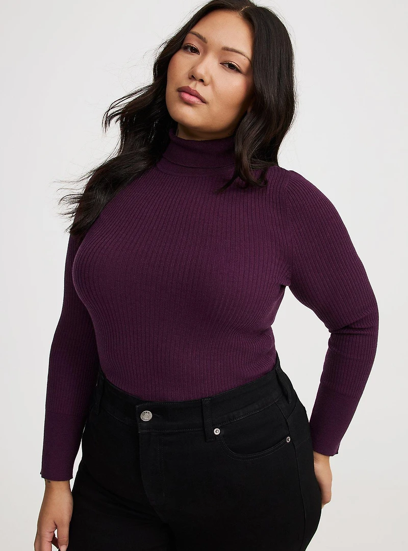 Mock Neck Ribbed Sweater