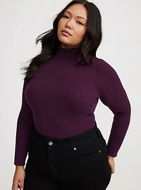 Mock Neck Ribbed Sweater