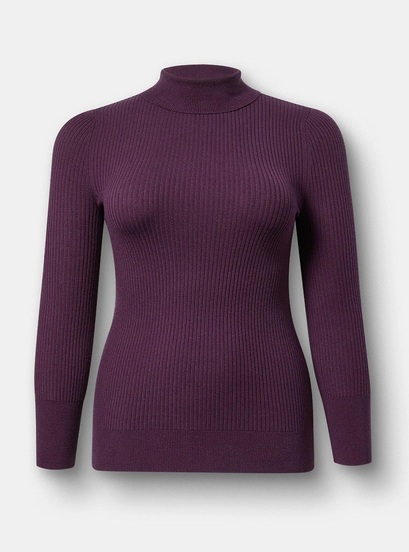Mock Neck Ribbed Sweater