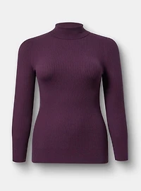 Mock Neck Ribbed Sweater