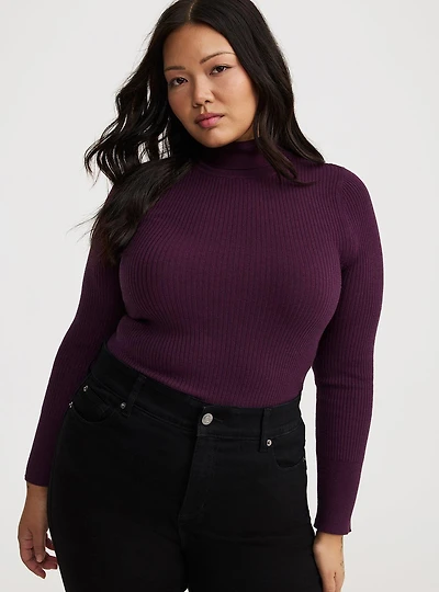 Mock Neck Ribbed Sweater