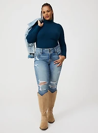 Mock Neck Ribbed Sweater