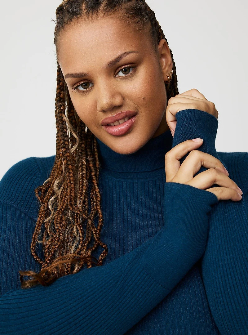 Mock Neck Ribbed Sweater