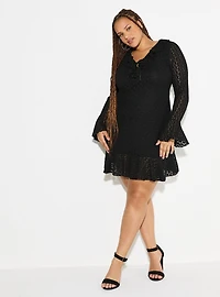 LoveSick Ruffle-Front Bell Sleeve Dress