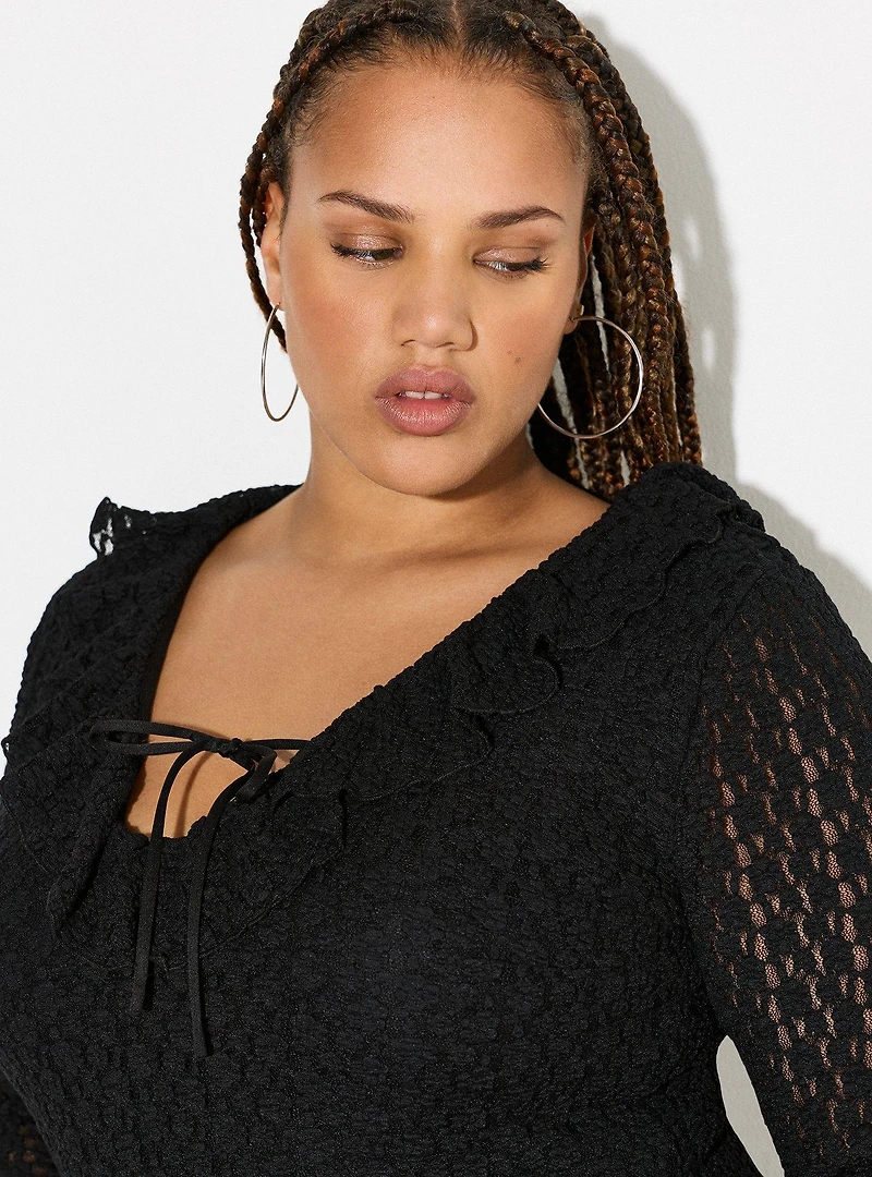 LoveSick Ruffle-Front Bell Sleeve Dress