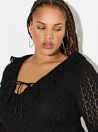 LoveSick Ruffle-Front Bell Sleeve Dress