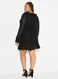 LoveSick Ruffle-Front Bell Sleeve Dress