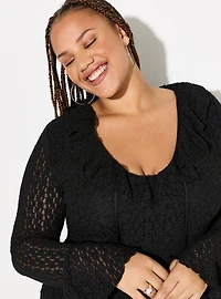 LoveSick Ruffle-Front Bell Sleeve Dress