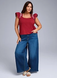 Belle Isle Flutter Embroidered Top