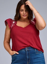 Belle Isle Flutter Embroidered Top