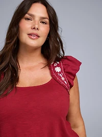 Belle Isle Flutter Embroidered Top