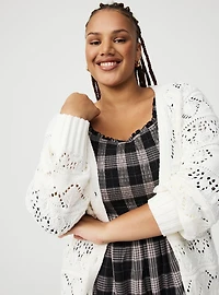 Pointelle Sleeve Cardigan
