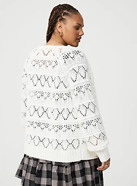 Pointelle Sleeve Cardigan