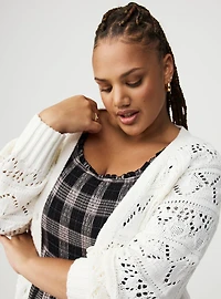 Pointelle Sleeve Cardigan