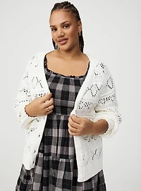 Pointelle Sleeve Cardigan