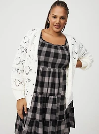 Pointelle Sleeve Cardigan