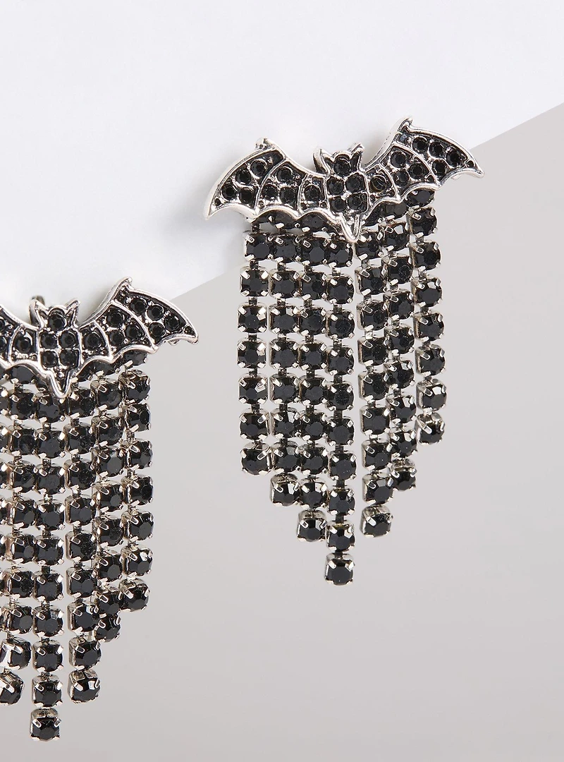 Bat Rhinestone Fringe Earring