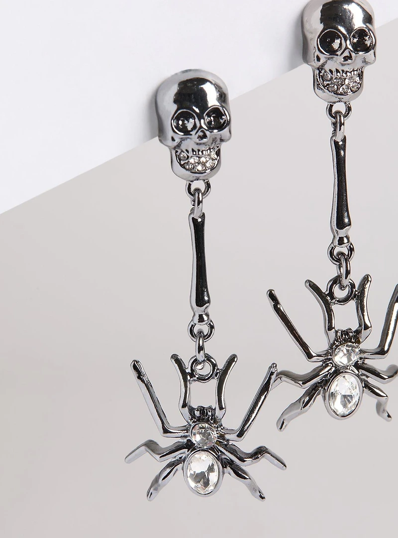 Spider Skull Linear Earring