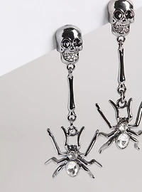 Spider Skull Linear Earring