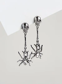 Spider Skull Linear Earring