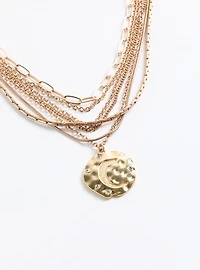 Moon Disc Layered Necklace
