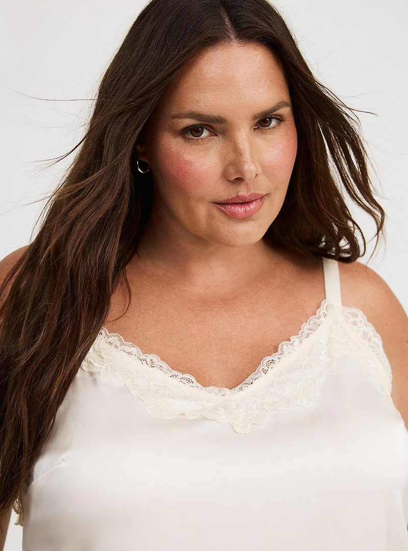 Satin Lace Trim Cami